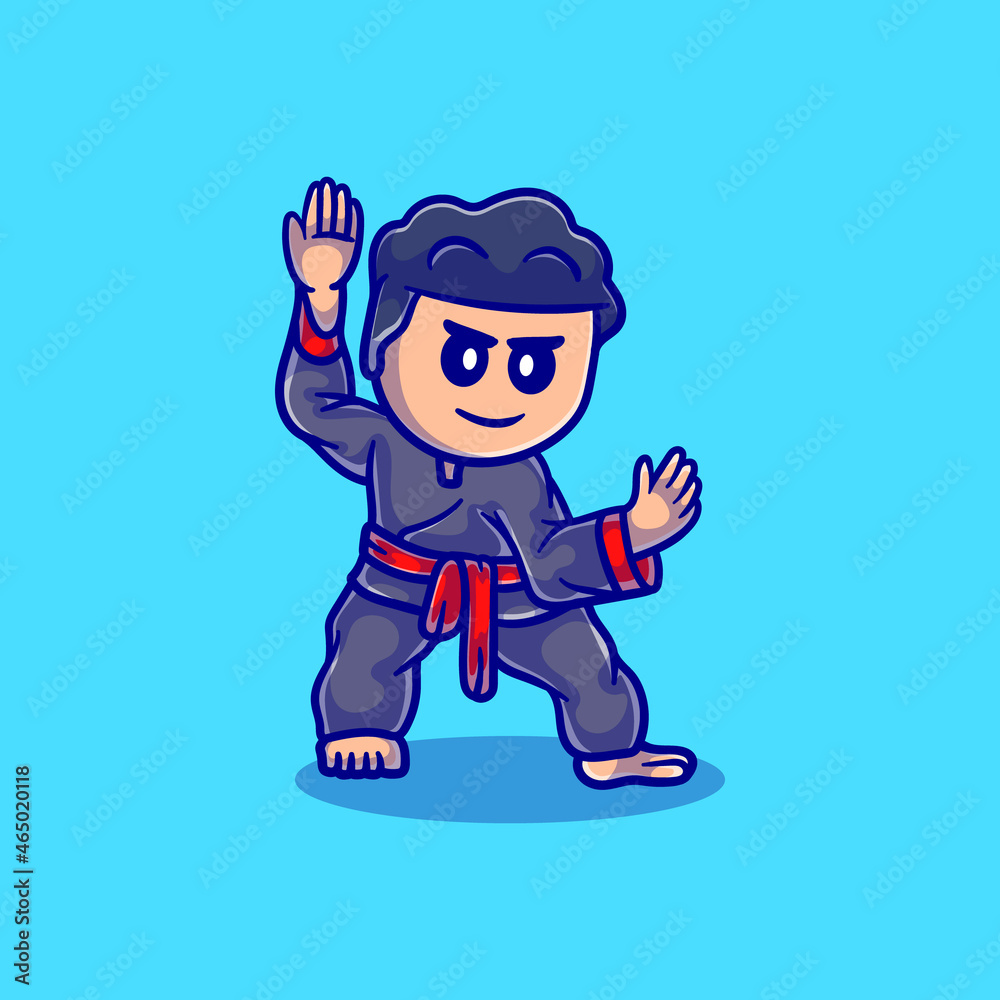 pencak silat martial arts cute kid illustration