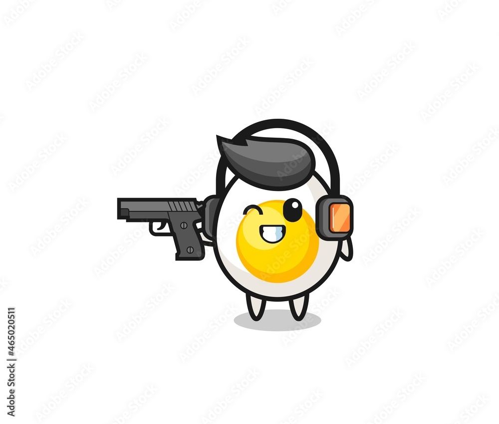 Fototapeta premium illustration of boiled egg cartoon doing shooting range