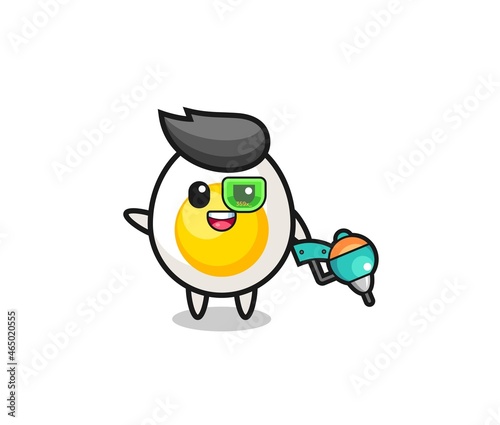 boiled egg cartoon as future warrior mascot © heriyusuf