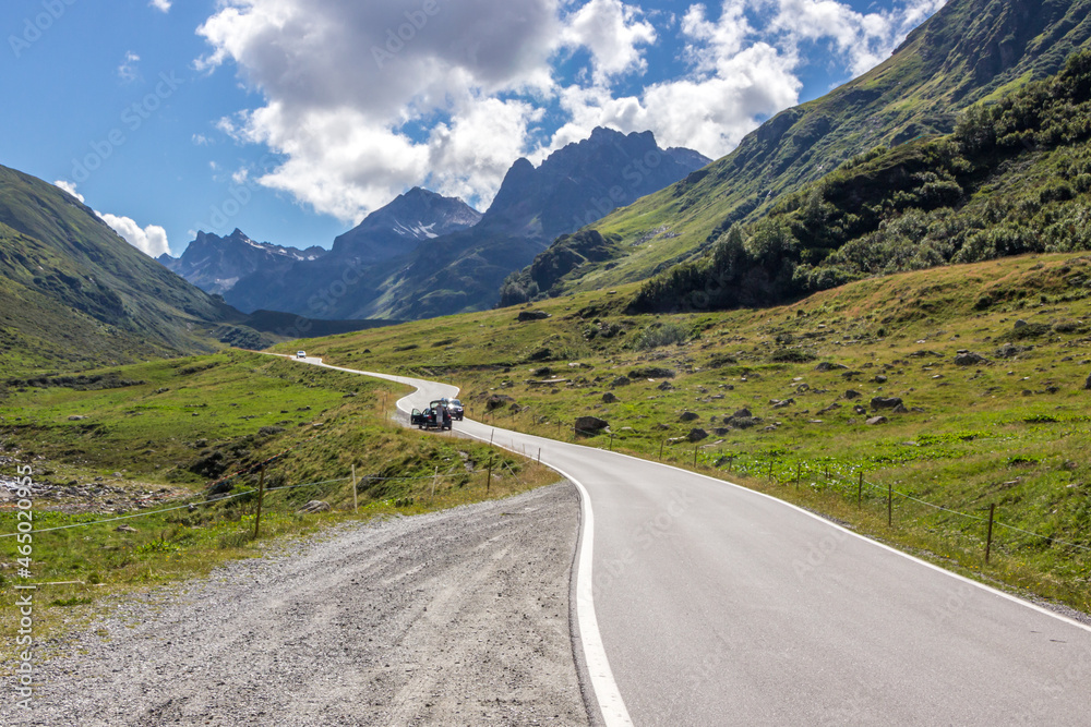 Silvretta mountain scenic road in Austria in Alps Silvretta mountain scenic road in Austria in Alps
