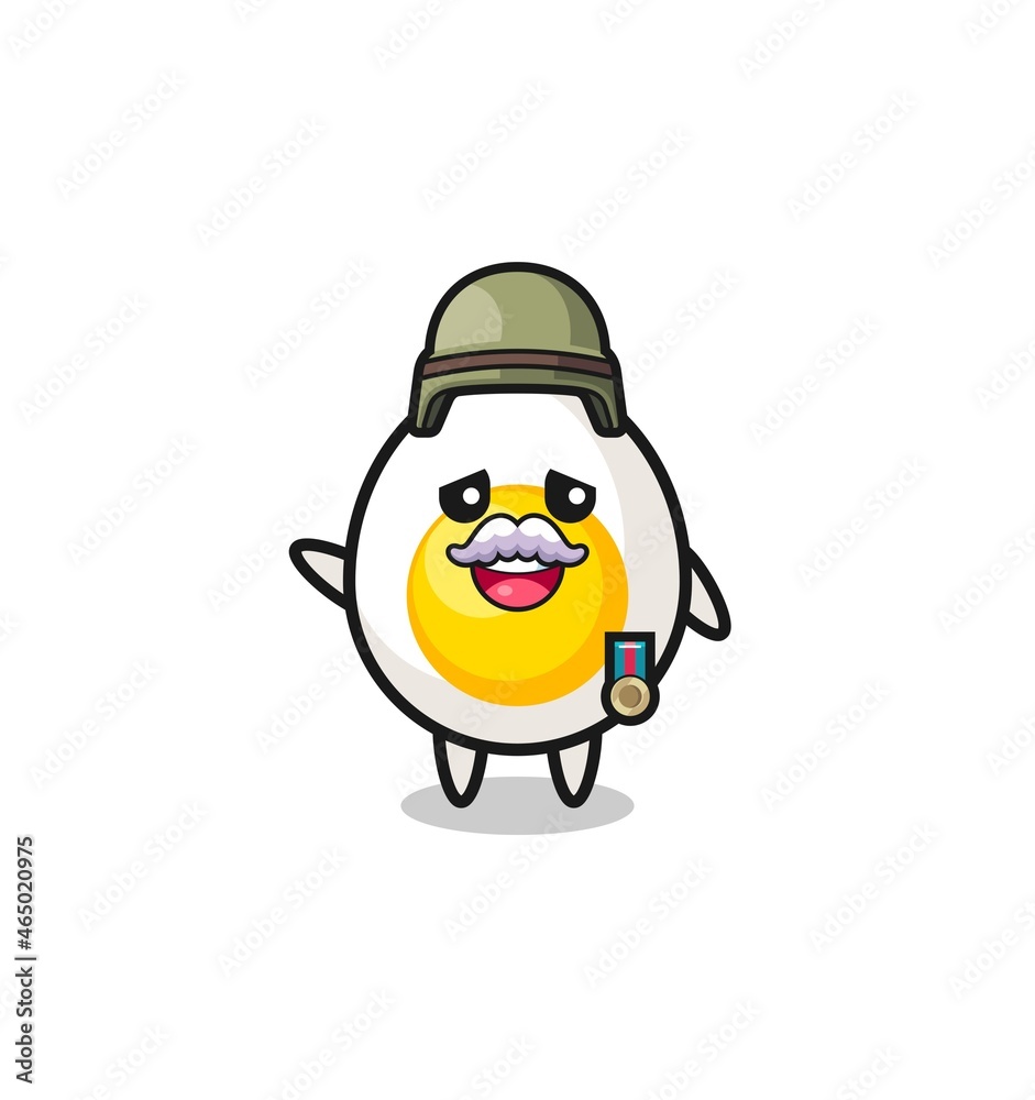 cute boiled egg as veteran cartoon cute boiled egg as veteran cartoon