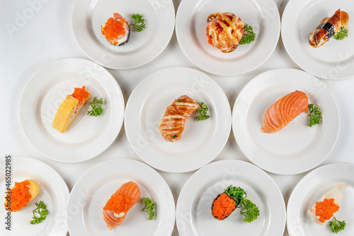 Mixed sushi set on plate