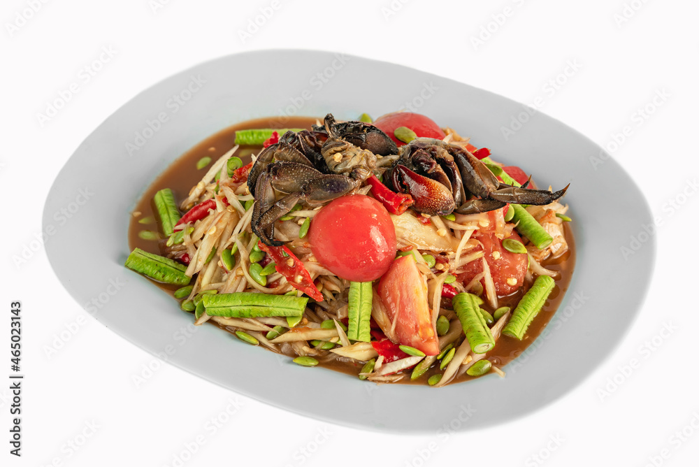 Traditional thai cuisine spicy green papaya salad Traditional thai cuisine spicy green papaya salad