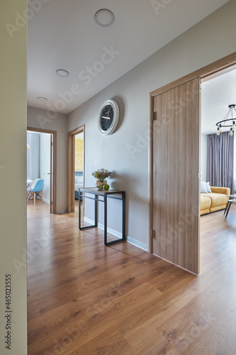 entrance hall in the apartment with a console table