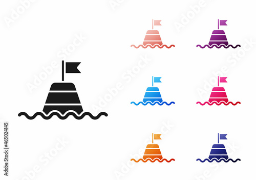 Fotografia Black Floating buoy on the sea icon isolated on white background