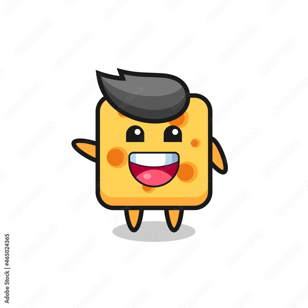 happy cheese cute mascot character