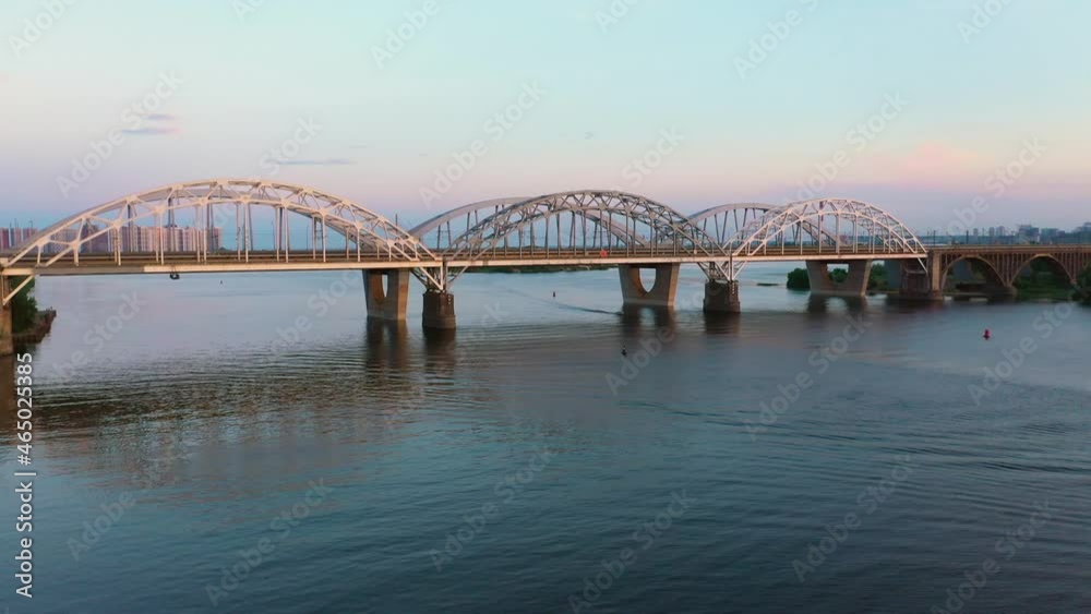 City scape with reflecting bridge on the river. City scape with reflecting bridge on the river.