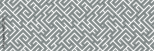 Abstract seamless line maze pattern. Labyrinth background. Geometric irregular backdrop. Vector.