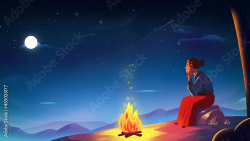 Woman watching the night