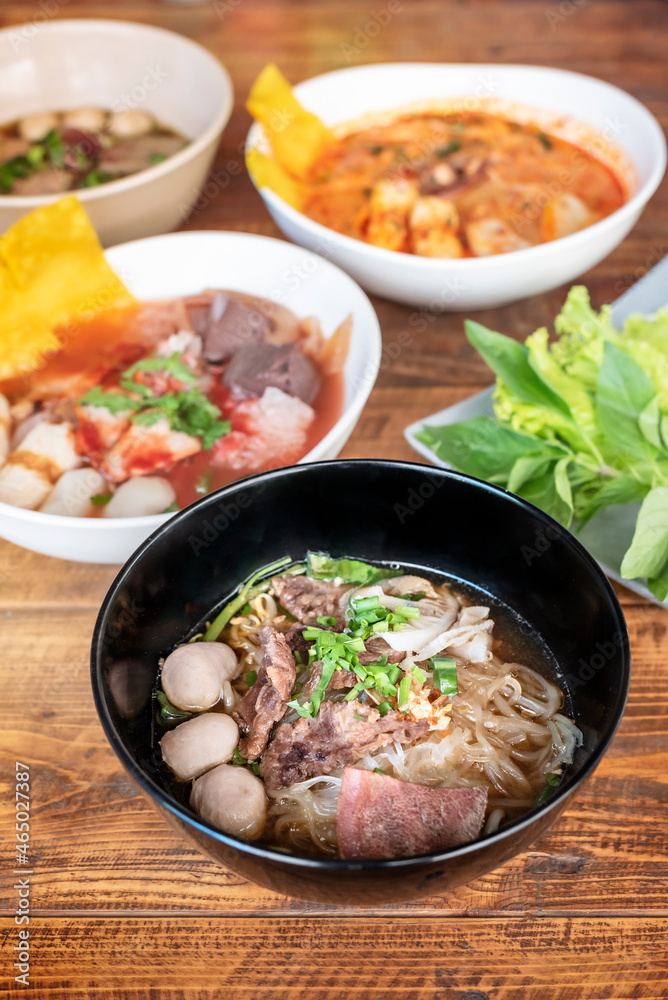 rice noodle soup with pork and vegetables rice noodle soup with pork and vegetables