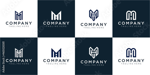 Set Of letter MH logo design concept. Letter HM logo collection