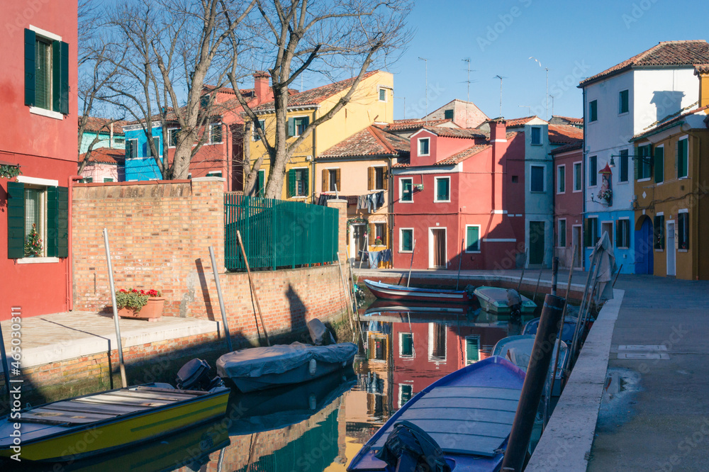 Boats on the canal on the island of Burano