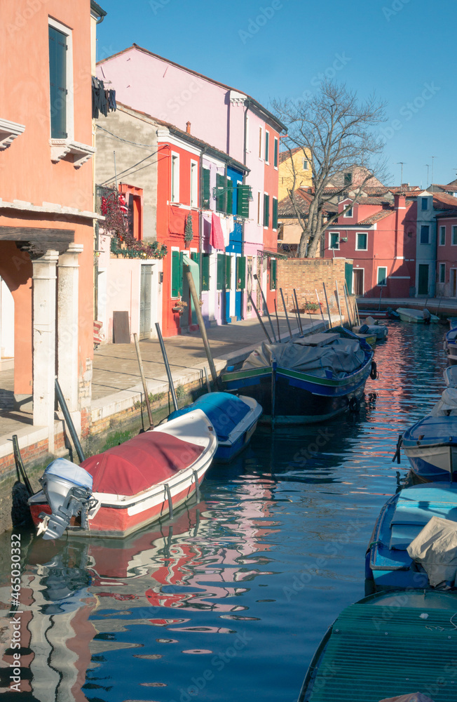 Boats at the pier on the island of Burano