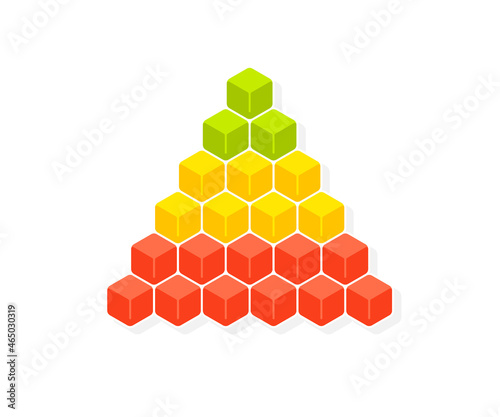 3 tier pyramid of cubes diagram. Clipart image