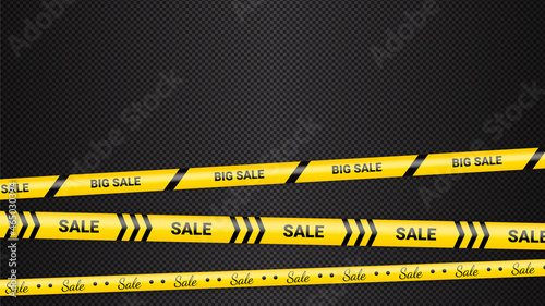 Black Friday warning tapes, ribbobs. Template for black Friday sale. Background with danger tapes, police ribbon sign variation. Vector illustration.