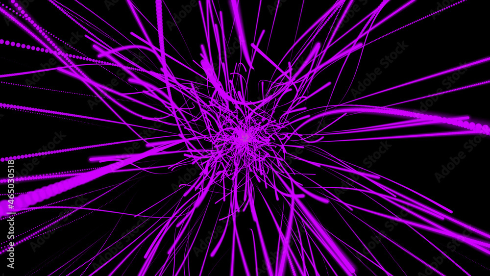 purple chaotic rays on a black background. chaotic abstract background 8k. 3d rendering purple chaotic rays on a black background. chaotic abstract background 8k. 3d rendering