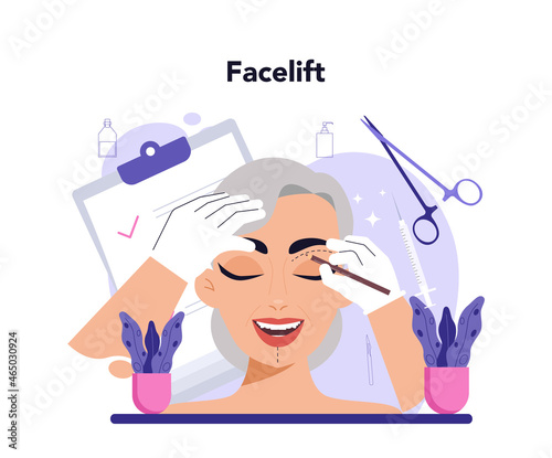 Plastic surgery concept. Idea of modern face aesthetic medicine