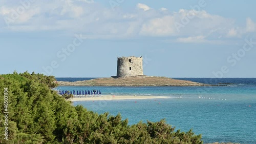 Wallpaper Mural Stunning landscape with the Aragonese Tower and La Pelosa Beach bathed by a calm turquoise water. Spiaggia La Pelosa, Stintino, north-west Sardinia, Italy.	 Torontodigital.ca