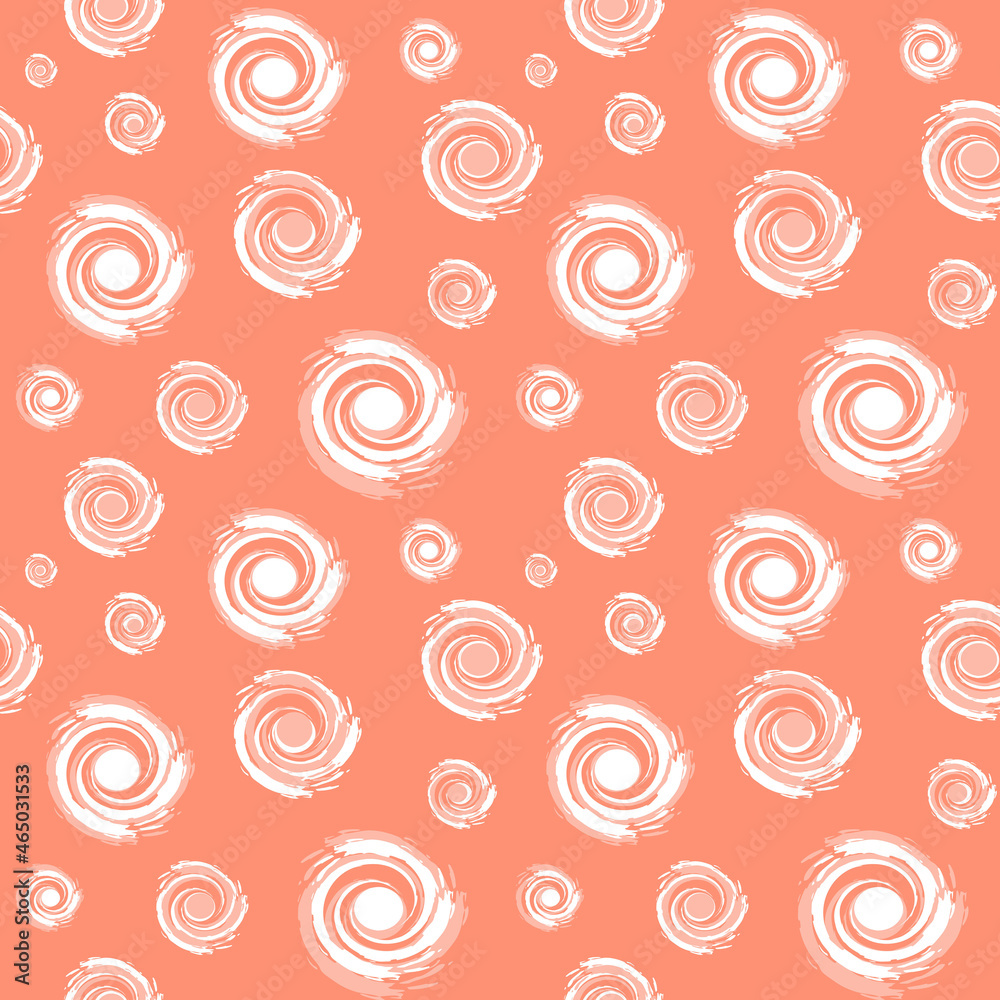 Seamless pattern with grunge swirls decoration in white and coral colors on pink background Seamless pattern with grunge swirls decoration in white and coral colors on pink background
