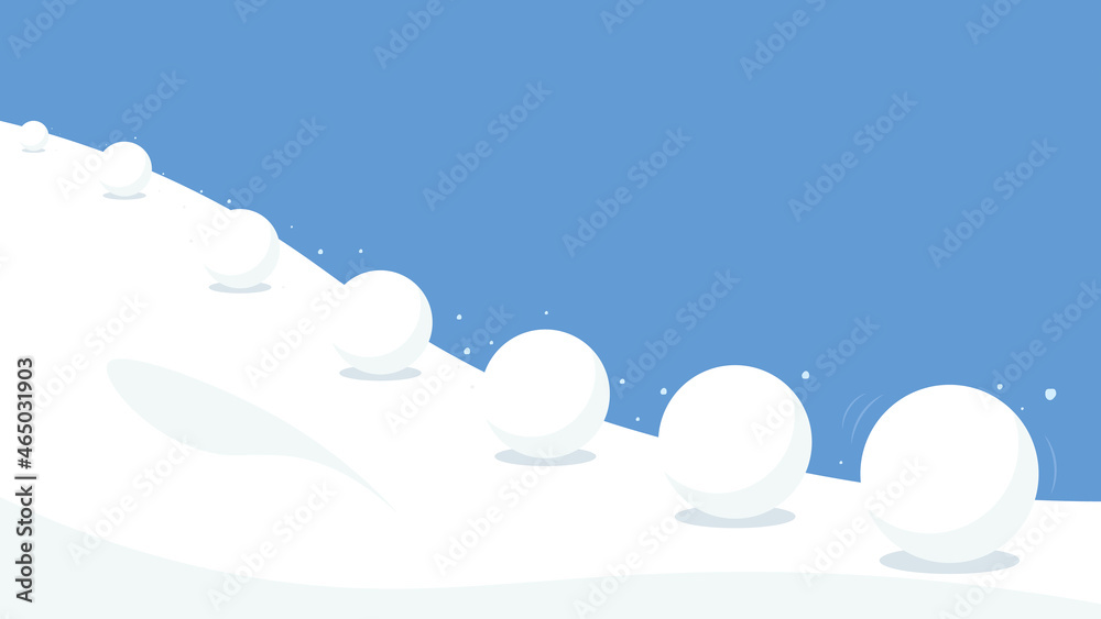 Vetor de Snowball rolling down the snowball effect image. Clipart image do  Stock