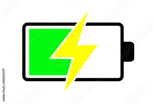 充電中の電池のイラスト。残量が減って充電を促す電池のアイコン。
