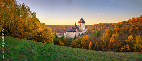 Photography Panoramic View of Famous Karlstejn Castle - Czech Republic