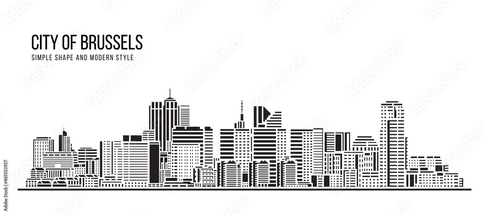Cityscape Building Abstract Simple shape and modern style art Vector design - City of Brussels