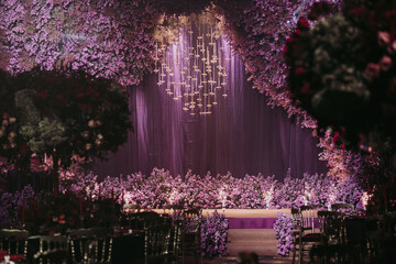 Romantic interior of a wedding hall