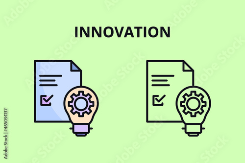Innovation Icon. Light Bulb And Cog Inside. Graphic Design Element. Outline And Filled Color Style For Web Development.