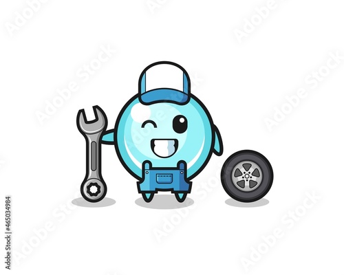 the bubble character as a mechanic mascot