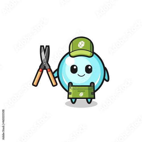 cute bubble as gardener mascot