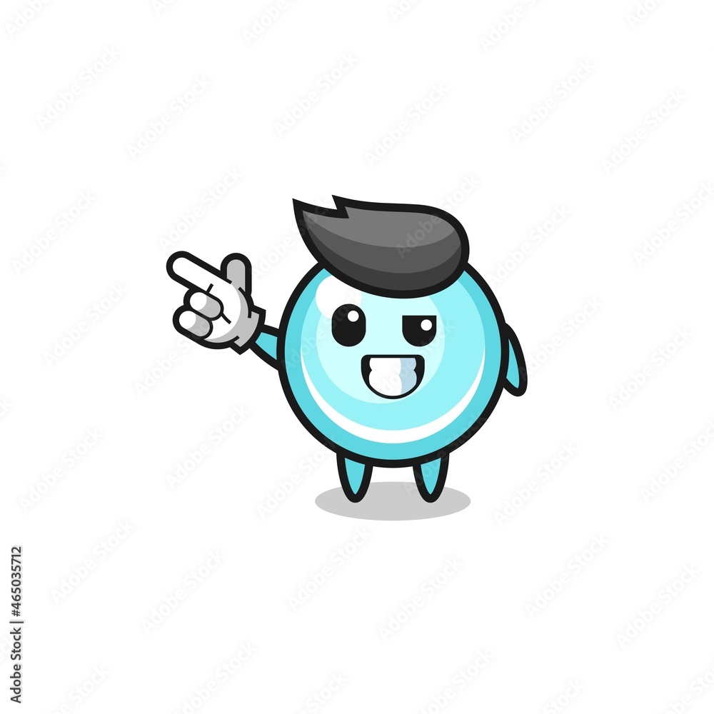 bubble mascot pointing top left bubble mascot pointing top left
