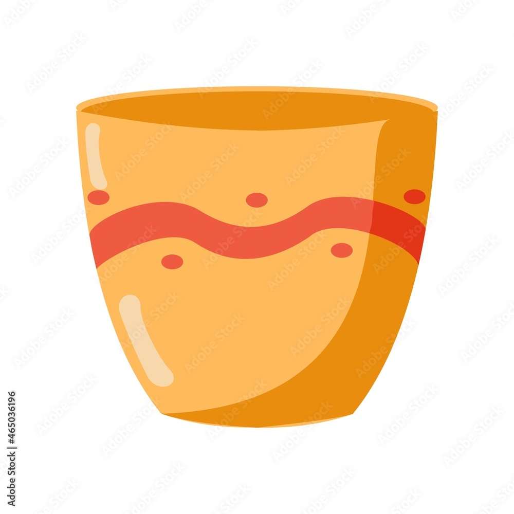 Ceramic kitchenware Bowl with patterns Cartoon vector illustration on white background. Ceramic kitchenware Bowl with patterns Cartoon vector illustration on white background.