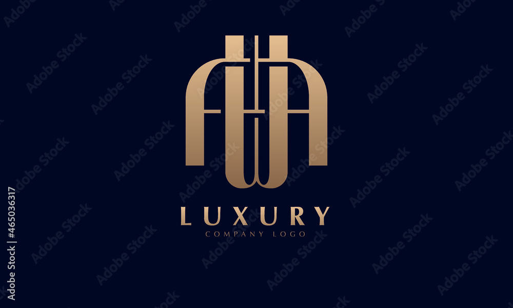 Alphabet WA or AA luxury initial letters brand monogram logo template