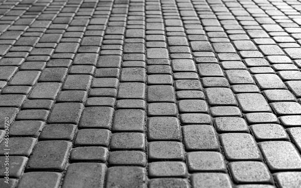 Brick stone street road. Pavement abstract texture.