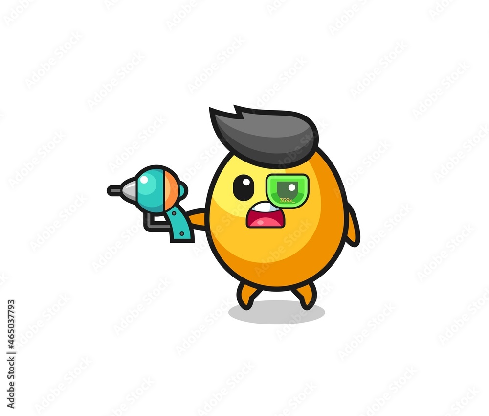 Fototapeta premium cute golden egg holding a future gun