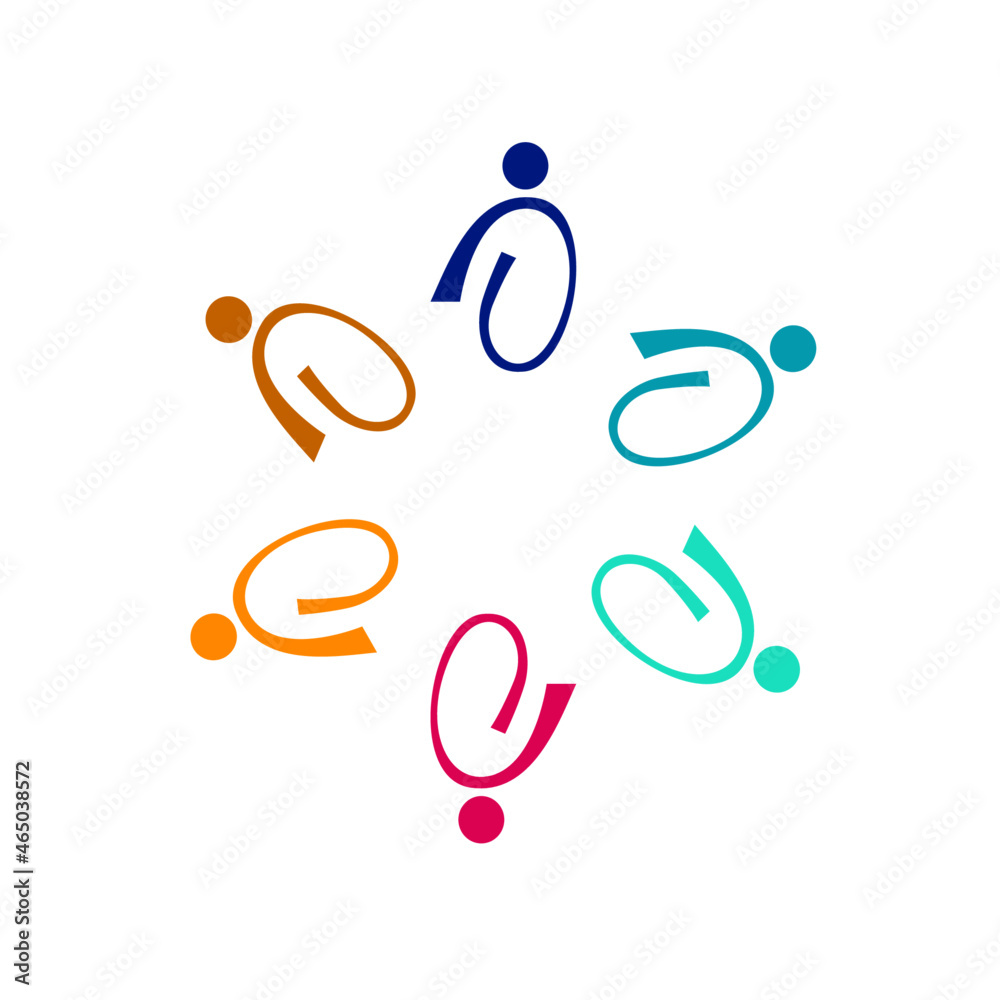 Fototapeta premium PEOPLE TOGETHER SIGN, SYMBOL, LOGO ISOLATED ON WHITE