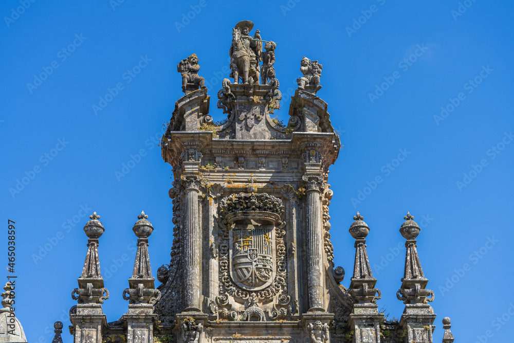 Detail Monastery of San Martino Pinario in the city of Santiago de Compostela in Galicia, Spain. 
