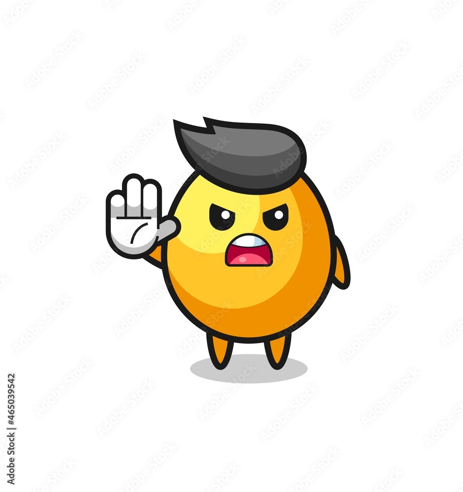 golden egg character doing stop gesture
