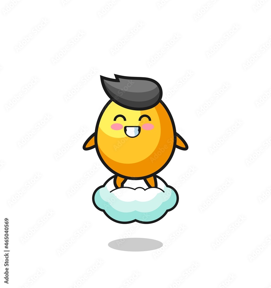 cute golden egg illustration riding a floating cloud cute golden egg illustration riding a floating cloud