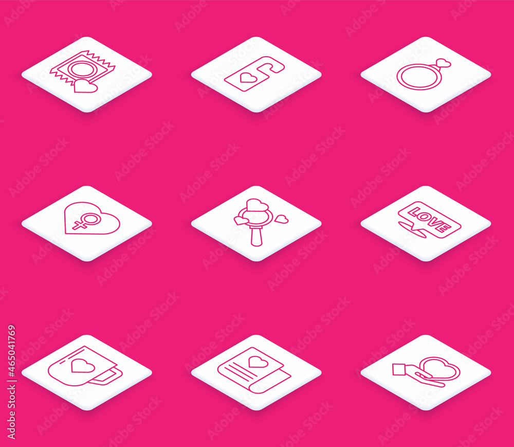 Set line Condom in package, Please not disturb with heart, Wedding rings, Heart female gender, Search and love, Speech bubble text, Coffee cup and Envelope Valentine icon. Vector Set line Condom in package, Please not disturb with heart, Wedding rings, Heart female gender, Search and love, Speech bubble text, Coffee cup and Envelope Valentine icon. Vector