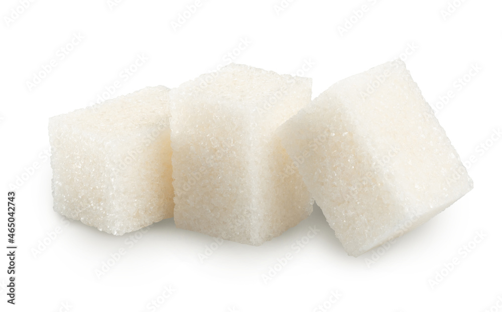 Cubes of sugar isolated on white