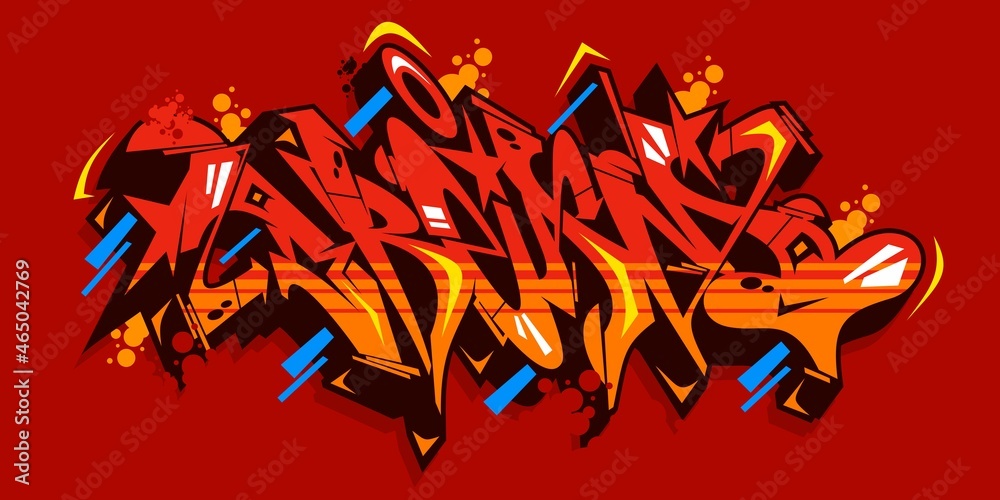 Red Abstract Urban Graffiti Street Art Word Dream Lettering Vector Illustration