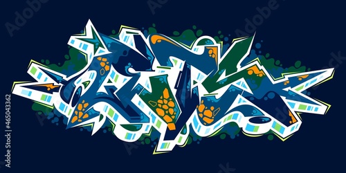 Dark Abstract Urban Graffiti Street Art Word Lets Lettering Vector Illustration