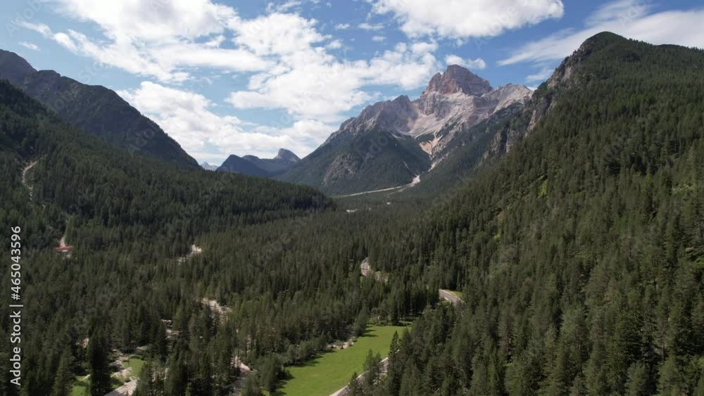 Aerial view of the green mountains forest in Dolomites, Italy, travel and nature concept Aerial view of the green mountains forest in Dolomites, Italy, travel and nature concept