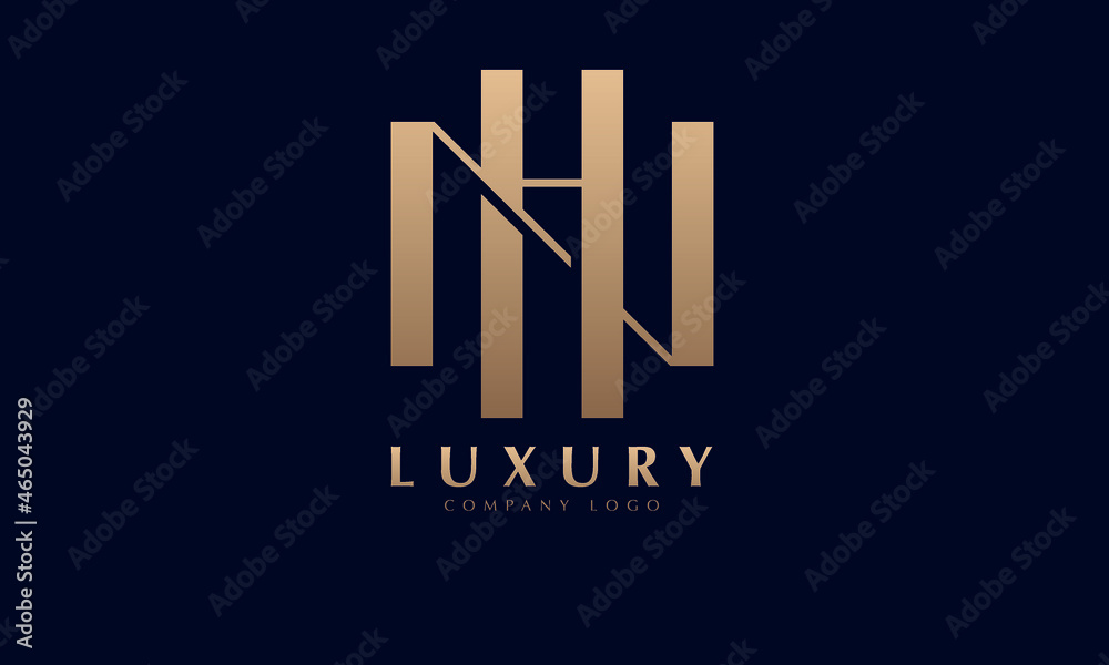 Alphabet HN or NA luxury initial letters brand monogram logo template