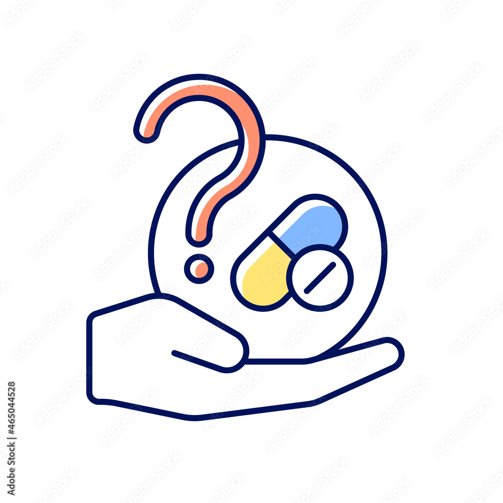Blind trials RGB color icon. Masked experiment. Maximizing results validity. Random receive experimental drug and placebo. Double blind study. Isolated vector illustration. Simple filled line drawing