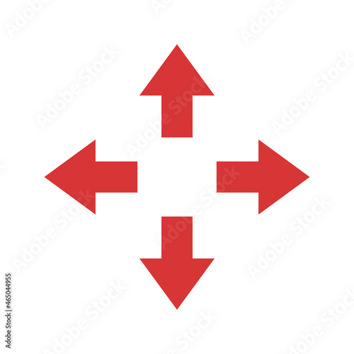 Move arrows vector icon. Red symbol