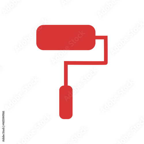 Paint roller vector icon. Red symbol