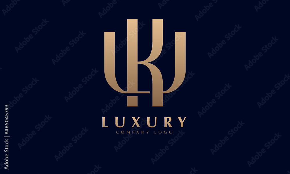 Alphabet KU or UA luxury initial letters brand monogram logo template